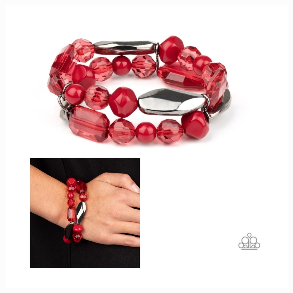 ROCKIN ROCK CANDY RED STRETCHY BRACELET SET